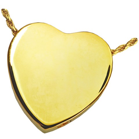 Peaceful Heart Cremation Pendant - 14K Gold Plated - 1in. - Includes Filling Kit