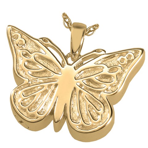 MG-3288gp Cremation Jewelry Perfect Filigree Butterfly 14K Gold Plating Pendant