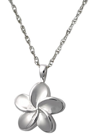 MG-3145s Cremation Jewelry Plumeria Flower Sterling Silver Pendant -  Memorial Gallery