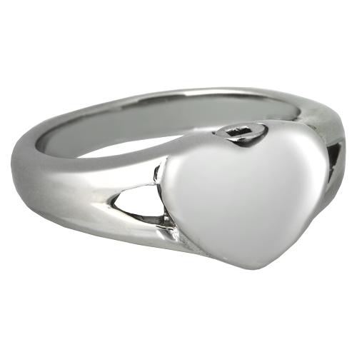 SSR206 Simple Heart Cremation Ring - Stainless Steel - Size 8 - Premium Quality