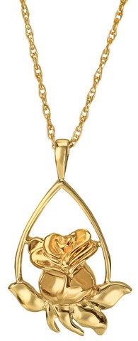 MG-3169gp Cremation Jewelry Rose Tear Drop 14K Gold Plating Pendant