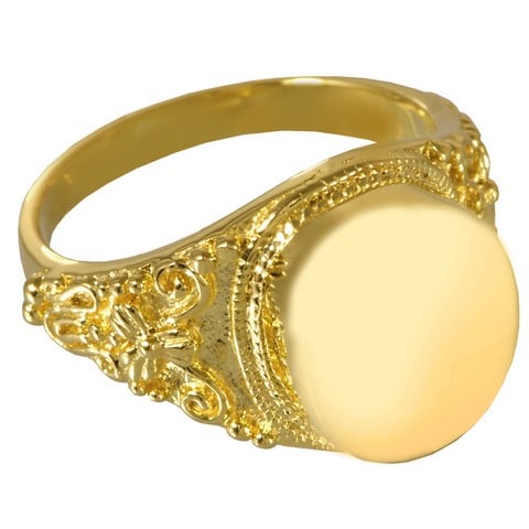 2004gp-6 Cremation Jewelry 14K Gold Plating Round Ring- Size 6