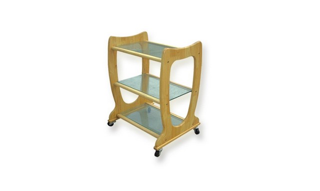 Wood Cart with 3 Shelves- Natural