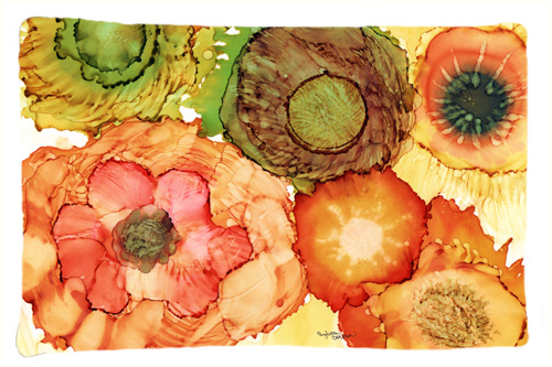 8970PILLOWCASE Abstract Flowers Blossoms Fabric Standard Pillowcase