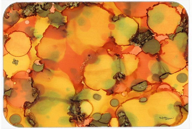 Picture of Carolines Treasures 8976LCB Abstract in Orange & Greens Glass Cutting Board- Large