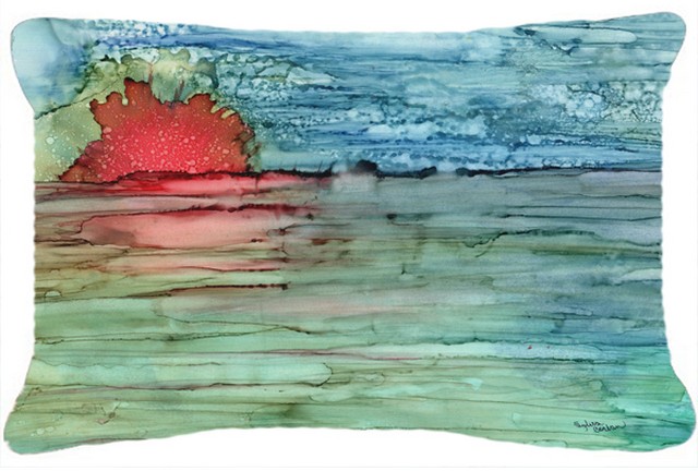 Abstract Sunset on the Water Fabric Decorative Pillow