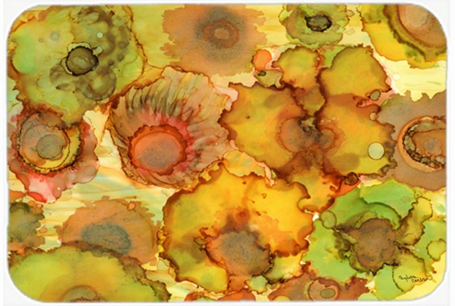 Picture of Carolines Treasures 8986LCB Abstract Flowers in Yellows & Oranges Glass Cutting Board- Large
