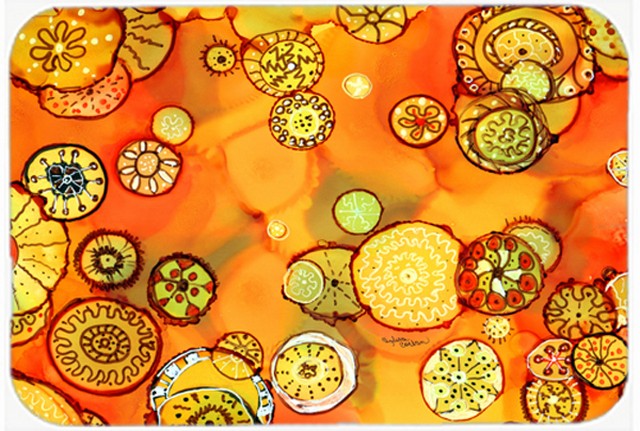 Picture of Carolines Treasures 8987LCB Abstract Flowers in Oranges & Yellows Glass Cutting Board- Large