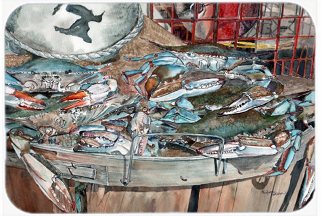 Picture of Carolines Treasures 8961LCB Basket Full of Blue Crabs Glass Cutting Board- Large