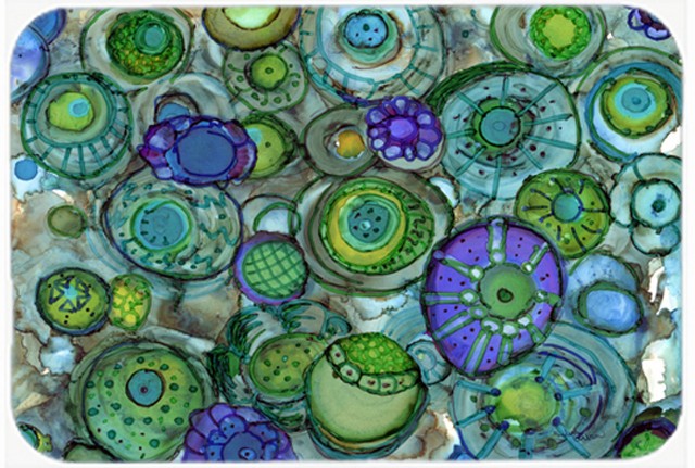 Picture of Carolines Treasures 8962LCB Abstract in Blues & Greens Glass Cutting Board- Large