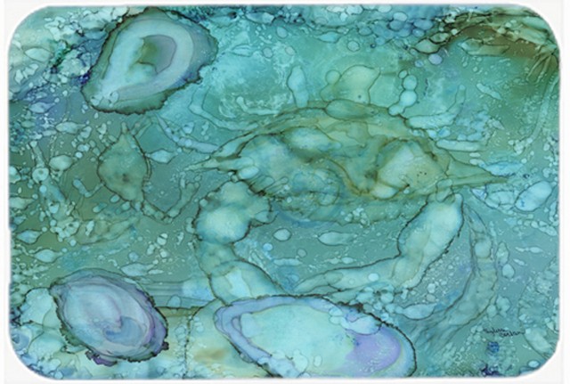 Picture of Carolines Treasures 8963LCB Abstract Crabs & Oysters Glass Cutting Board- Large