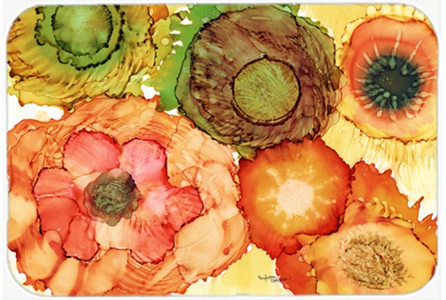 Picture of Carolines Treasures 8970LCB Abstract Flowers Blossoms Glass Cutting Board- Large