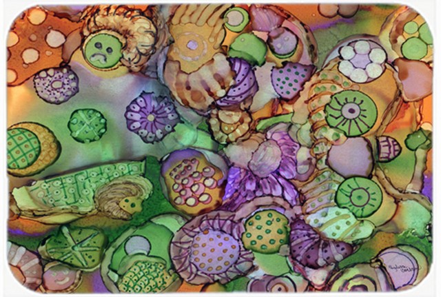 Picture of Carolines Treasures 8971LCB Abstract in Purple Green & Orange Glass Cutting Board- Large
