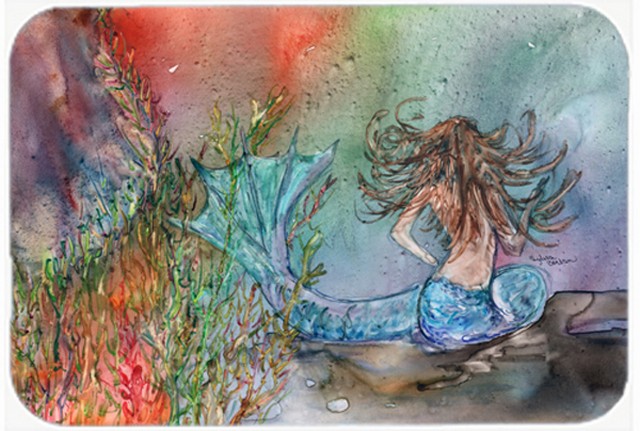 Picture of Carolines Treasures 8972LCB Brunette Mermaid Water Fantasy Glass Cutting Board- Large