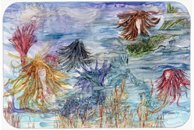 Picture of Carolines Treasures 8975LCB Abstract Mermaid Water Fantasy Glass Cutting Board- Large