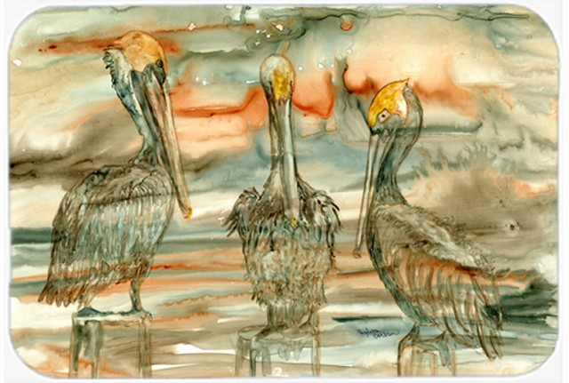 Picture of Carolines Treasures 8980LCB Pelicans on their perch Abstract Glass Cutting Board- Large