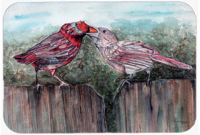 Picture of Carolines Treasures 8981LCB Red Bird Feeding Glass Cutting Board- Large