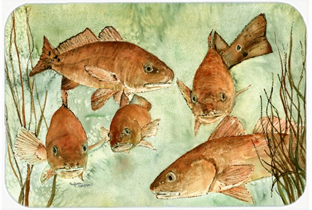 Picture of Carolines Treasures 8983LCB Red Fish Swim Glass Cutting Board- Large