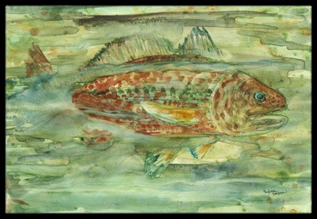 Abstract Red Fish Indoor or Outdoor Mat- 18 x 27 in.