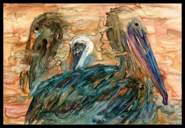 Abstract Pelicans Indoor or Outdoor Mat- - 18 x 27 in.