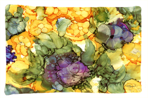 Abstract Flowers Purple & Yellow Fabric Standard Pillowcase