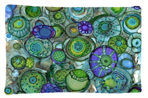 Abstract in Blues & Greens Fabric Standard Pillowcase