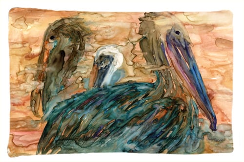 Carolines Treasures 8977PILLOWCASE Abstract Pelicans Fabric Standard Pillowcase
