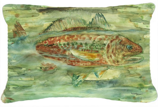 Abstract Red Fish Fabric Decorative Pillow