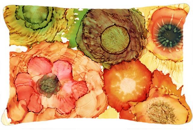 Abstract Flowers Blossoms Fabric Decorative Pillow