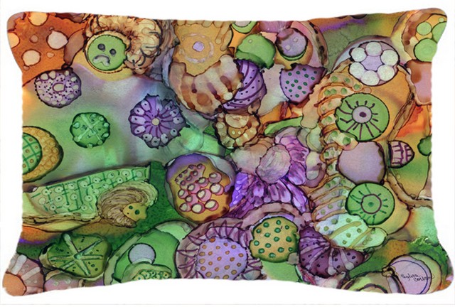 Abstract in Purple Green & Orange Fabric Decorative Pillow