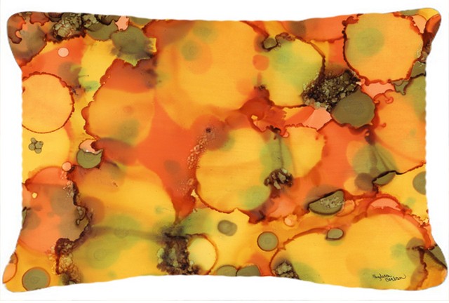 Abstract in Orange & Greens Fabric Decorative Pillow