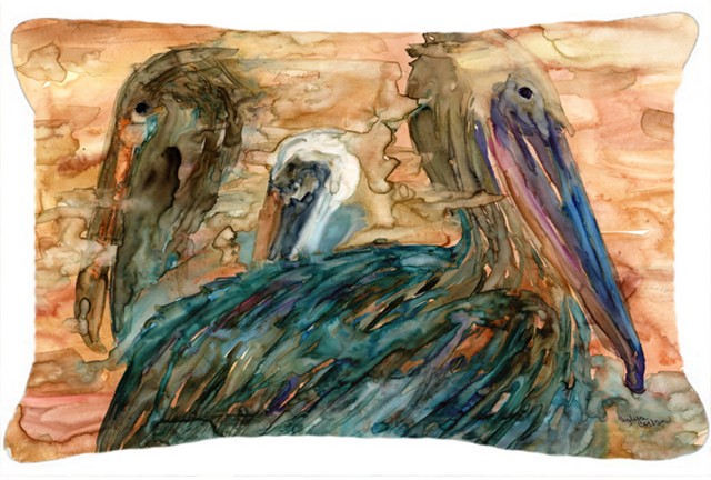 Abstract Pelicans Fabric Decorative Pillow
