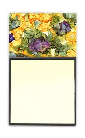 Abstract Flowers Purple & Yellow Sticky Note Holder