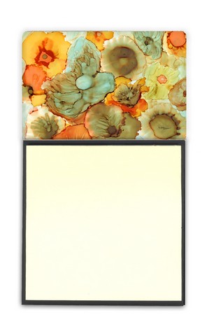 Abstract Flowers Teal & Orange Sticky Note Holder