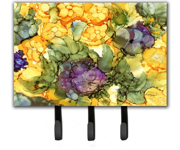 Abstract Flowers Purple & Yellow Leash or Key Holder