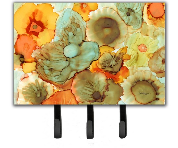 Abstract Flowers Teal & Orange Leash or Key Holder