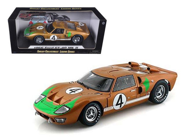 SC414 1966 Ford GT-40 MK 2 Gold No.4 1-18 Diecast Car Model -  SHELBY COLLECTIBLES