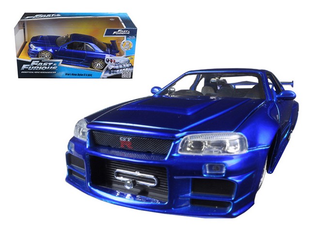 Jada 97173 Brians Nissan GTR Skyline R34 Blue Fast & Furious Movie 1-24 Diecast Model Car -  Jada Toys