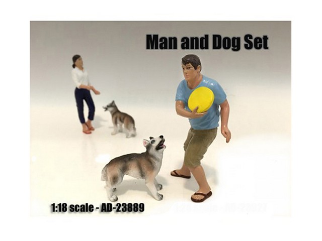 Picture of American Diorama 23889 Man & Dog 2 Piece Figure Set for 1-18 Scale Models