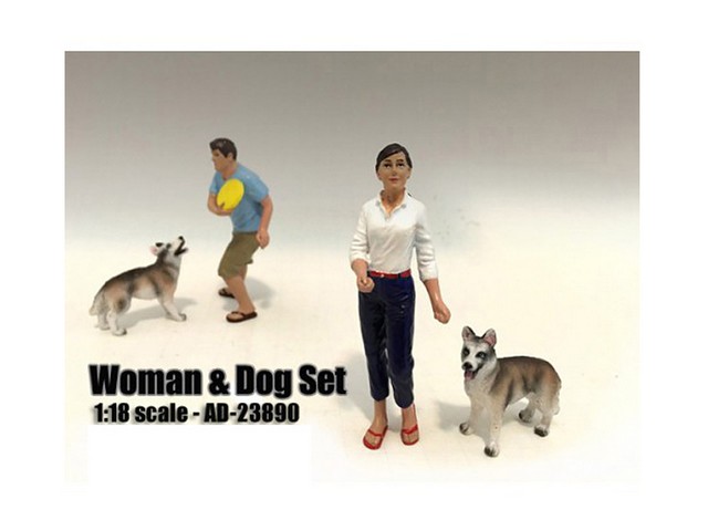 Picture of American Diorama 23890 Woman & Dog 2 Piece Figure Set for 1-18 Scale Models