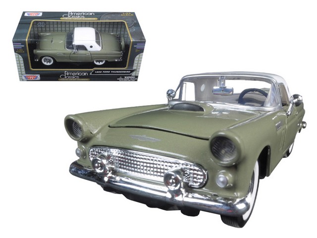 73312grn 1956 Ford Thunderbird Soft Top Green 1-24 Diecast Car Model