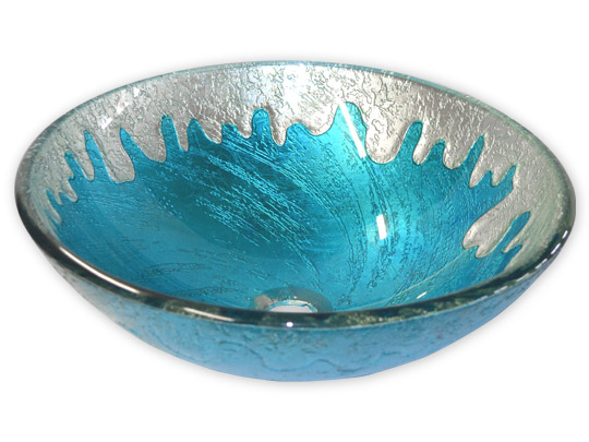 EB-GS33 Blue Ice Glass Vessel Sink