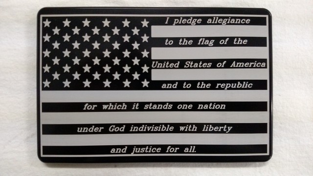 Picture of Helm 4 x 6 in. Billet Aluminum Trailer Hitch Cover - American Flag Pledge Allegiance