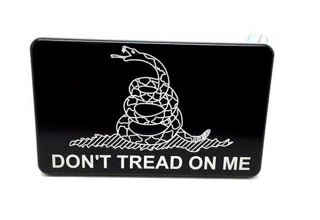 Picture of Helm 3 x 5 in. Billet Aluminum Trailer Hitch Cover - Do not Tread on Me