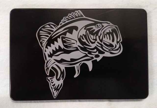 Picture of Helm 3 x 5 in. Billet Aluminum Trailer Hitch Cover - Large Mouth Bass