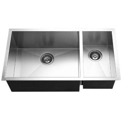 Contempo Series Undermount Stainless Steel 70 - 30 Double Bowl Kitchen Sink, Prep Bowl Right -  FinalCut, FI898356