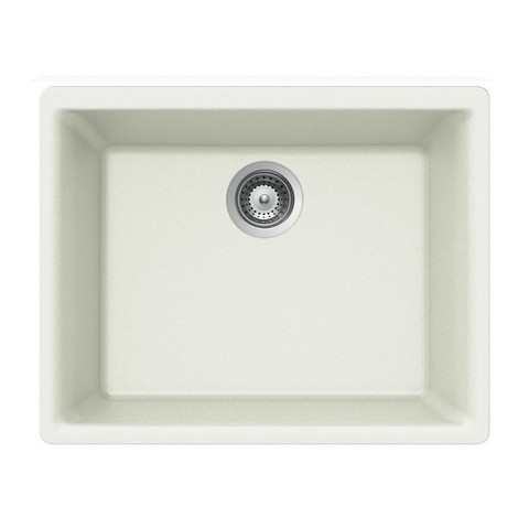 Picture of Houzer G-100U CLOUD Quartztone Series Composite Granite Undermount Single Bowl Kitchen Sink- White