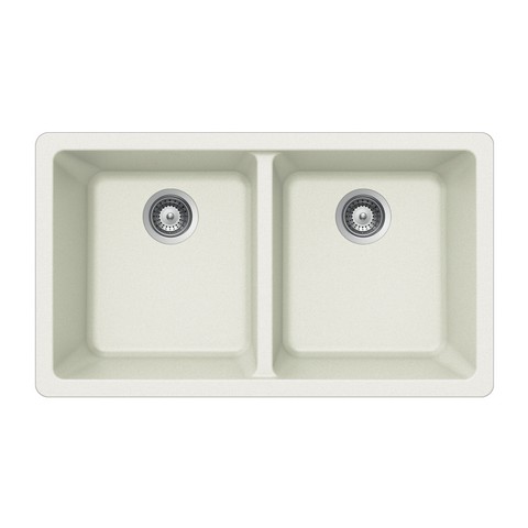 Picture of Houzer M-200U CLOUD Quartztone Series Composite Granite Undermount 50 - 50 Double Bowl Kitchen Sink- White