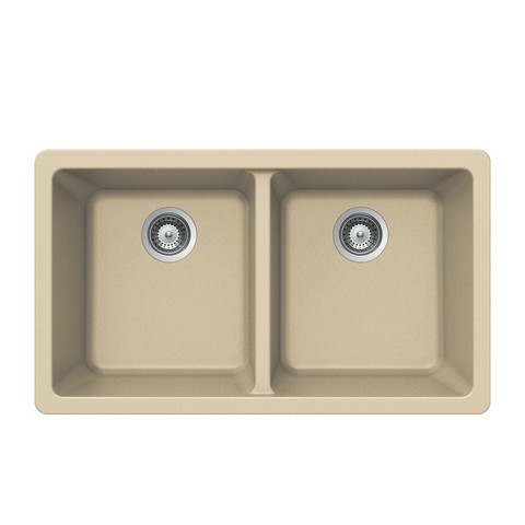 M-200U SAND Quartztone Series Composite Granite Undermount 50 - 50 Double Bowl Kitchen Sink- Sand -  Houzer