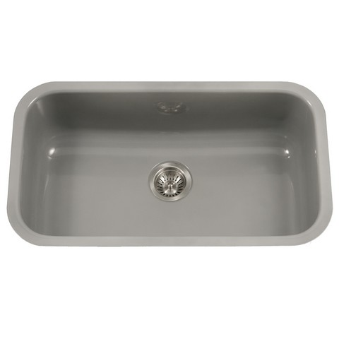 Porcela Series Porcelain Enamel Steel Undermount Large Single Bowl Kitchen Sink- Slate -  FinalCut, FI2995241